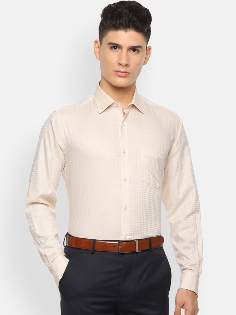 

Van Heusen Men Cream-Coloured Regular Fit Self Design Formal Shirt