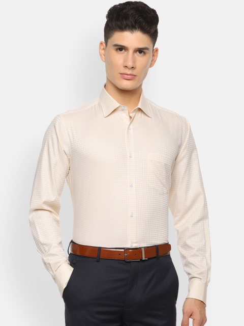 

Van Heusen Men Cream-Coloured & White Regular Fit Self Design Formal Shirt