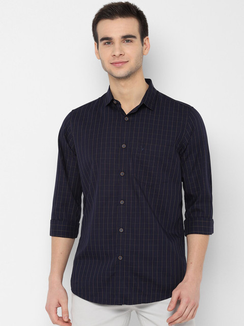 

Allen Solly Men Navy Blue Slim Fit Checked Casual Shirt