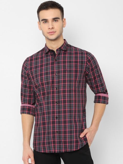 

Allen Solly Men Navy Blue & Pink Slim Fit Checked Casual Shirt