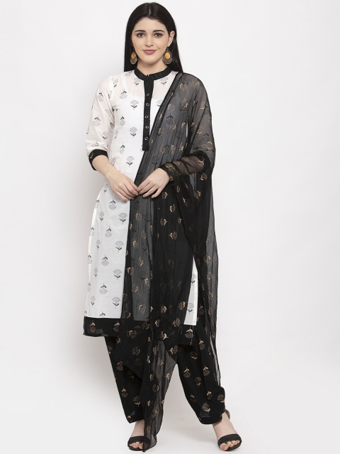 

Clora Creation Women White & Black Printed Kurta with Salwar & Dupatta
