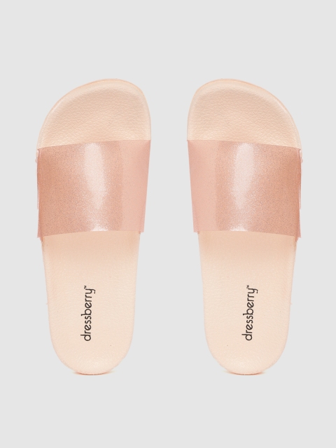

DressBerry Women Peach-Coloured Shimmer Sliders