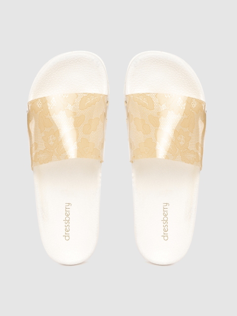 

DressBerry Women Beige & White Floral Print Sliders