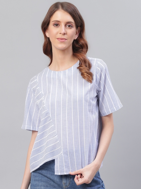 

Bhaane Women Blue & White Striped Top