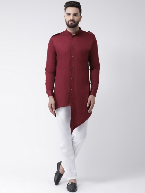 

I Know Men Maroon & White Solid Kurta with Pyjamas