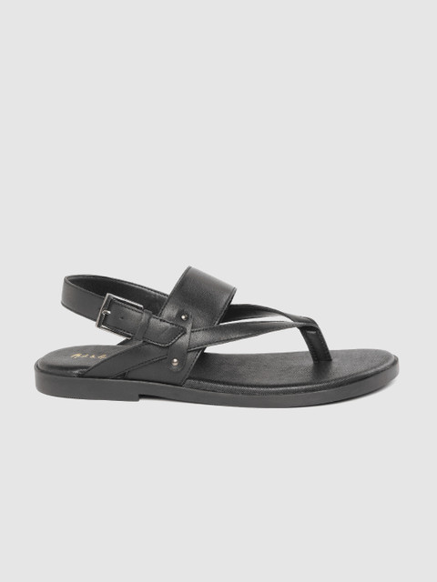 

Mast & Harbour Men Black Solid Comfort Sandals