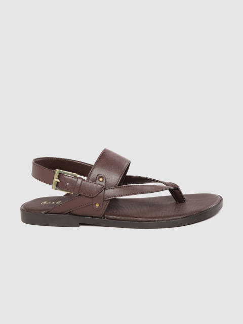 

Mast & Harbour Men Coffee Brown Solid Comfort Sandals
