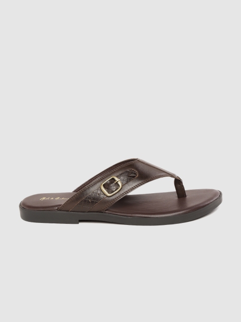 

Mast & Harbour Men Coffee Brown Solid Comfort Sandals with Buckle Detail