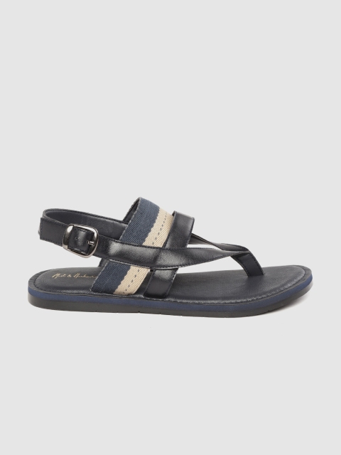

Mast & Harbour Men Navy Blue & Beige Striped Comfort Sandals
