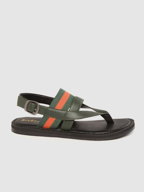 

Mast & Harbour Men Green & Red Striped Comfort Sandals