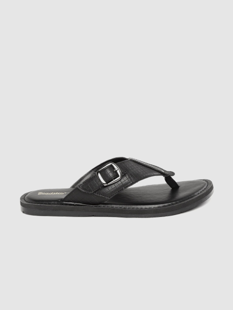 

Roadster Men Black Checked Comfort Sandals with Buckle Detail