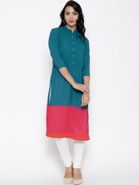 

Vishudh Teal Blue Panelled Kurta