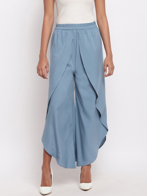 

FABNEST Women Blue Relaxed Straight Leg Regular Fit Solid Parallel Trousers