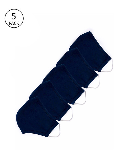 

CHROME & CORAL Adults Navy Blue Pack of 5 Reusable 3-Layer Outdoor Masks