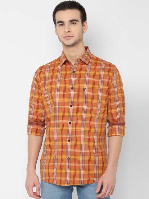 

Allen Solly Men Orange & Red Slim Fit Checked Casual Shirt