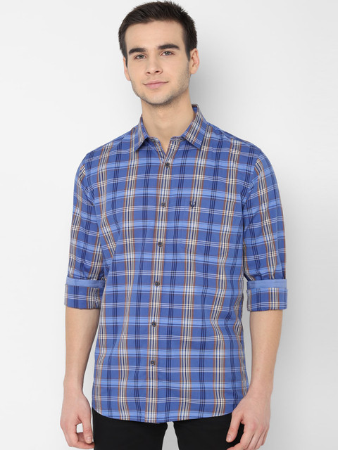 

Allen Solly Men Blue & Beige Slim Fit Checked Casual Shirt