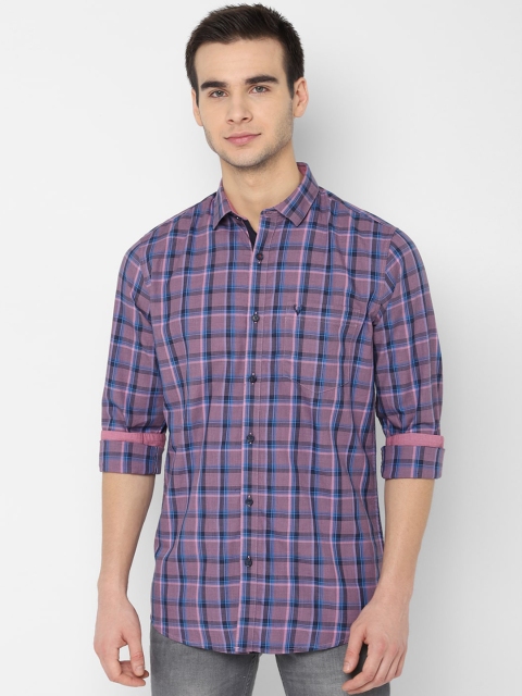 

Allen Solly Men Pink & Blue Slim Fit Checked Casual Shirt