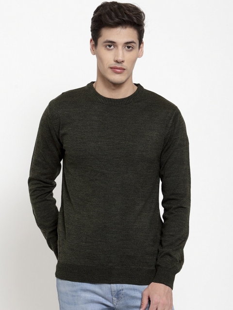 

Kalt Men Olive Green Solid Pullover Sweater