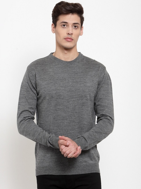 

Kalt Men Charcoal Grey Solid Pullover Sweater