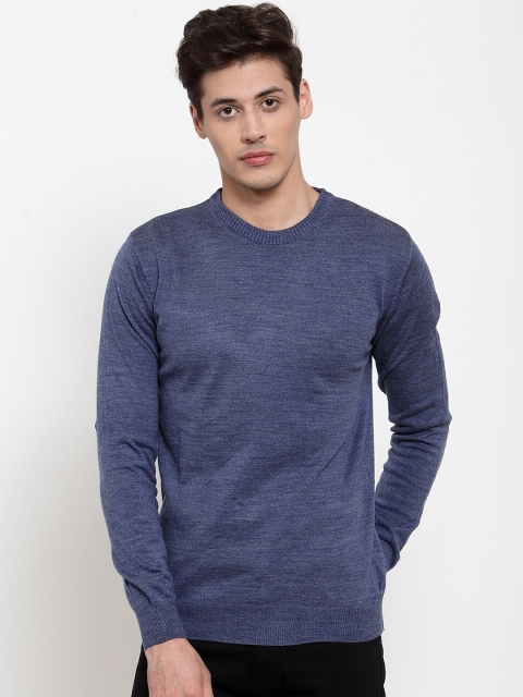 

Kalt Men Navy Blue Solid Pullover Sweater
