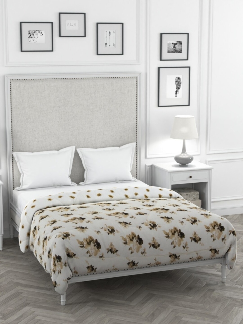 

Clasiko White & Beige Floral Mild Winter 233 GSM Double Bed Comforter