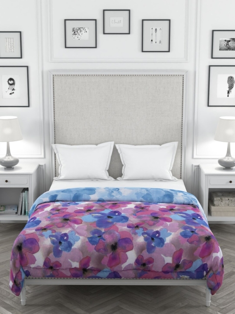 

Clasiko Pink & Blue Floral Mild Winter 233 GSM Double Bed Comforter