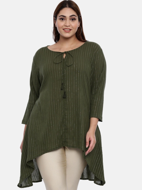 

The Pink Moon Plus Size Olive green Lurex Tunic