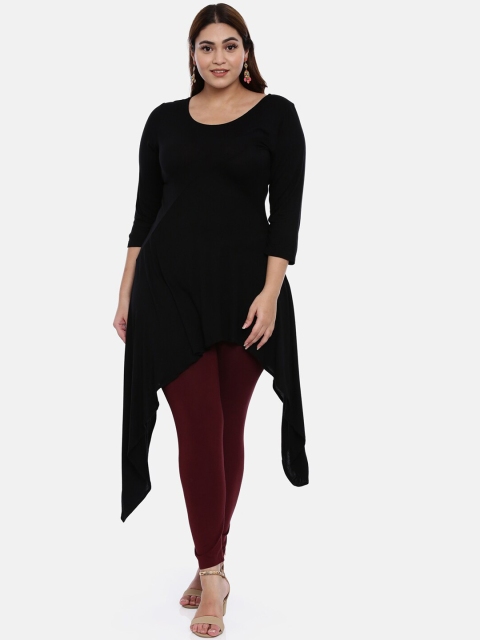 

The Pink Moon Plus Size Black Stretch Long Kurta