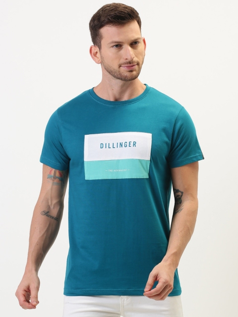 

DILLINGER Men Blue Printed Round Neck Pure Cotton T-shirt