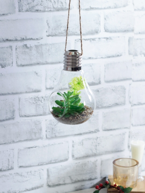 

TAYHAA Green & Transparent Artificial Plant With Creative Vase