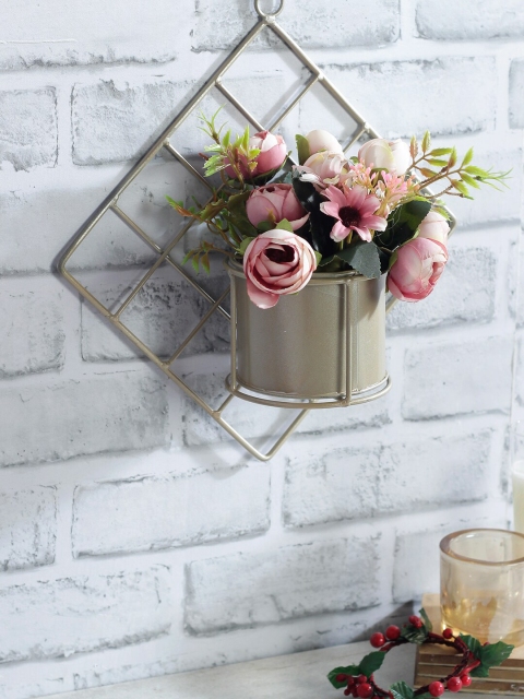 

TAYHAA Pink & Green Artificial Flower Plant With Grey Pot