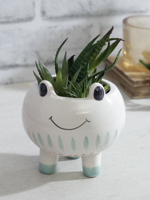 

TAYHAA Green Artificial Cactus Plant With White Pot