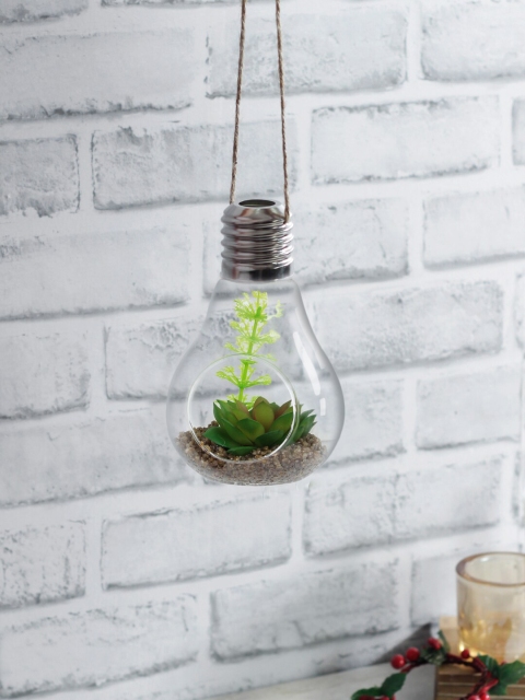 

TAYHAA Green & Red Artificial Plant With Glass Pot