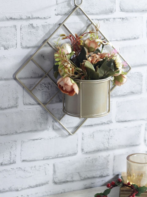 

TAYHAA Peach-Colour & Green Artificial Plant With Wall Plant Stand