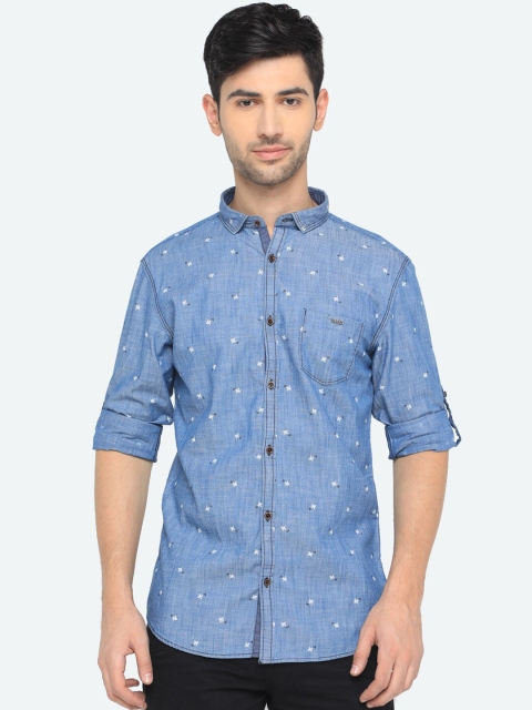 

WITH Men Blue Slim Fit Printed Casual Shirt