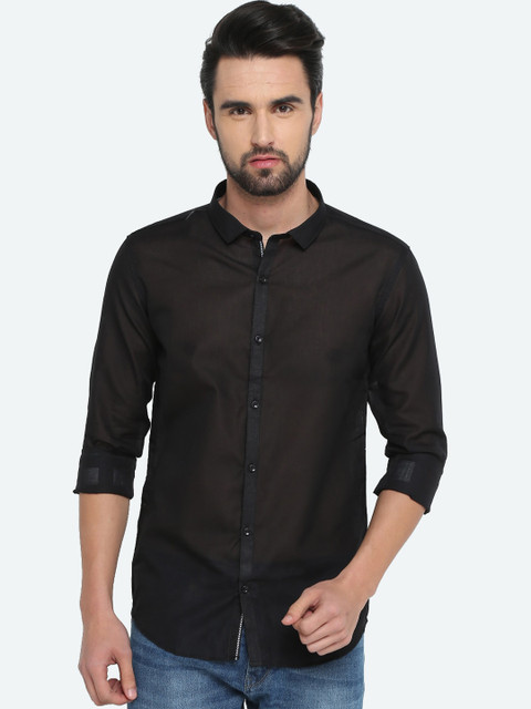 

WITH Men Black Slim Fit Solid Casual Shirt