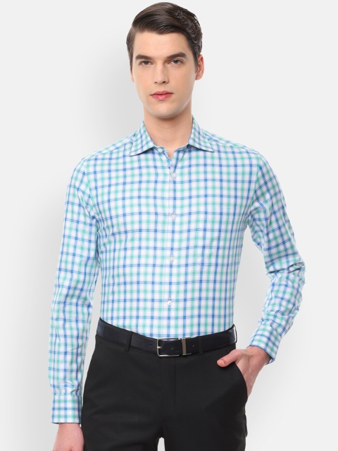 

Louis Philippe Men Blue & Green Regular Fit Checked Formal Shirt