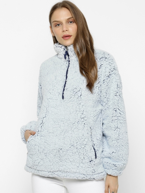 

FOREVER 21 Women Blue Self Design Padded Jacket