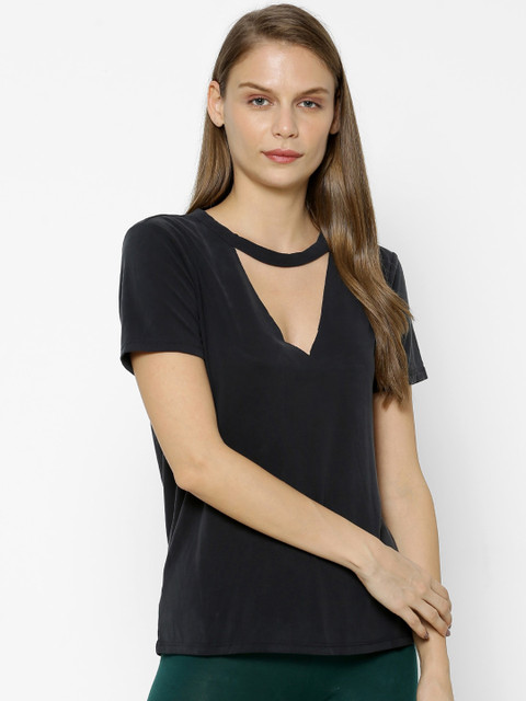 

FOREVER 21 Women Black Solid Top