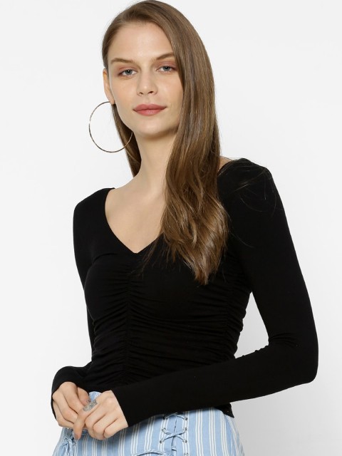 

FOREVER 21 Women Black Solid Top