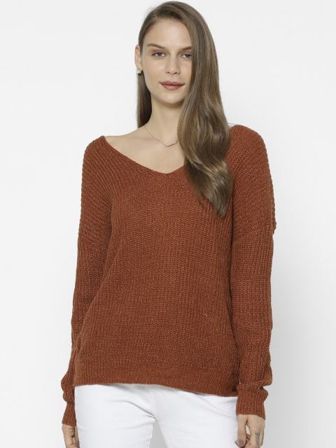 

FOREVER 21 Women Brown Solid Pullover Sweater