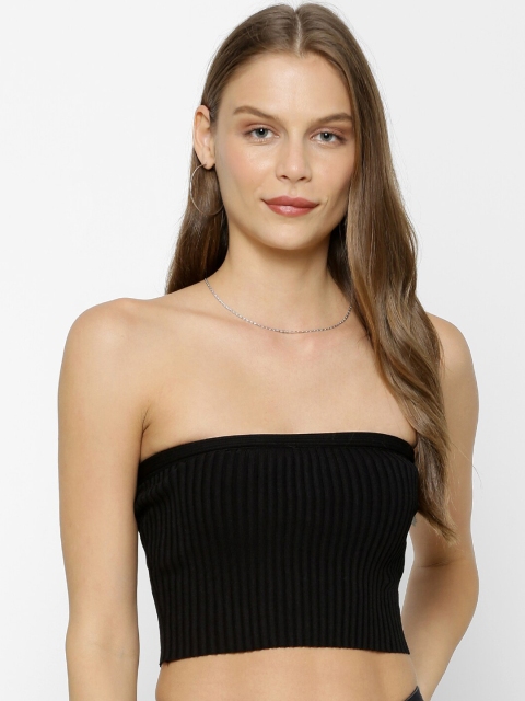 

FOREVER 21 Women Black Solid Tube Top