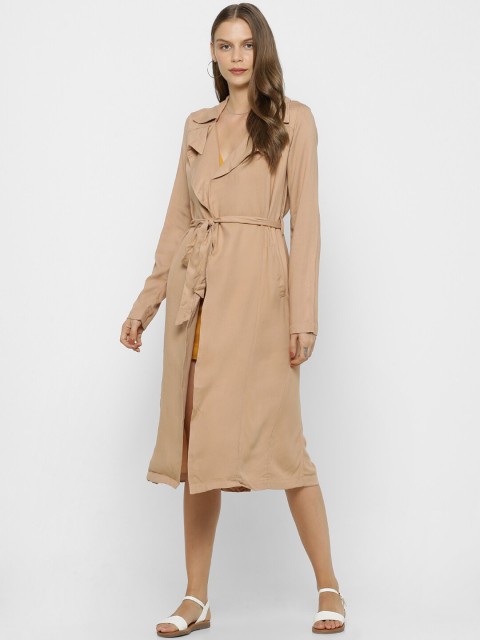 

FOREVER 21 Women Beige Solid Trench Coat