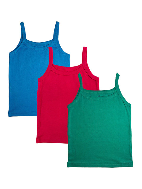 

KiddoPanti Girls Pack Of 3 Solid Tank Tops AW20GTT001, Blue