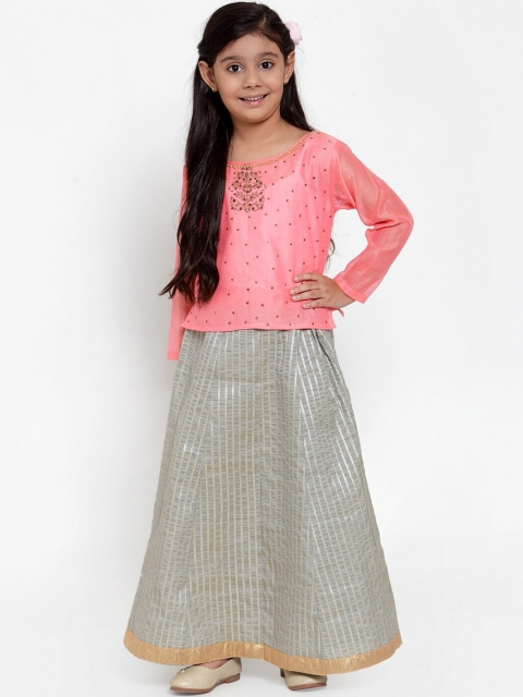 

Baani Creations Pink & Grey Ready to Wear Lehenga with Blouse
