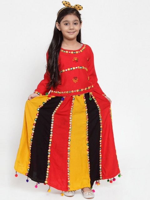 

Baani Creations Red Ready to Wear Lehenga with Blouse