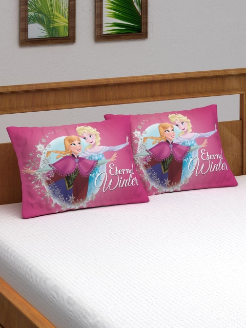 

Disney Athom Trendz Unisex Kids Set of 2 Pink & Blue Frozen Print Pillow Covers