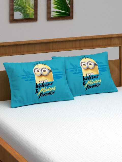 

Disney Athom Trendz Kids Set of 2 Blue & Yellow Minions Print Pillow Covers