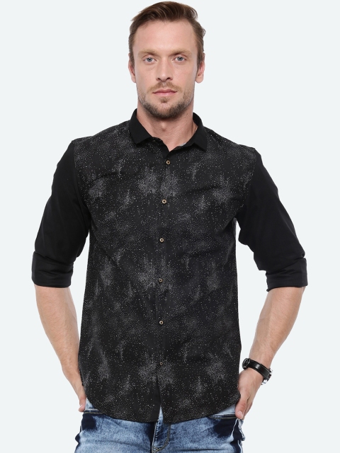 

WITH Men Black & Grey Slim Fit Printed Casual Shirt