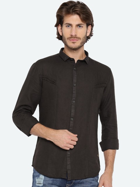 

WITH Men Brown Slim Fit Solid Casual Shirt